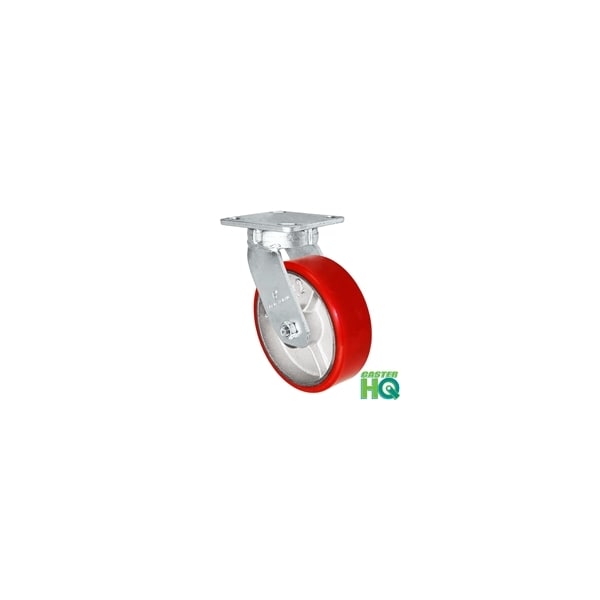 6"x2" Kingpinless Swivel Plate Caster, Polyurethane on Steel Wheel